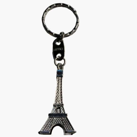 Eiffel Tower Keychain Souvenir Paris France Silver Tone Metal Key Ring - Picture 3 of 7